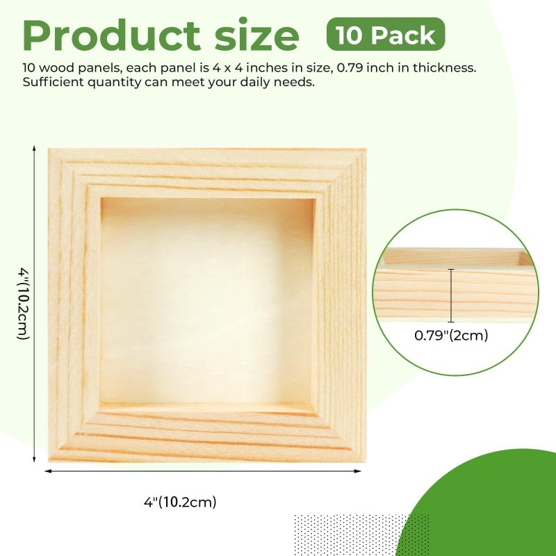 FSWCCK 10 Pack 4 x 4 inch Wood Panel Boards, Unfinished Wood Canvas Panels for Crafts, Painting Canvas, DIY Art Projects, Pouring, Arts Use with Oils, Acrylics - Image 2